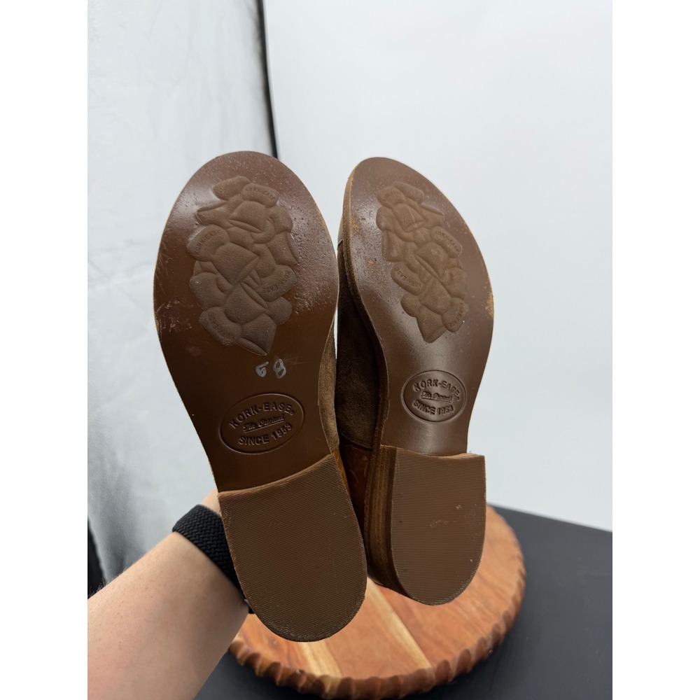 Kork-Ease Niseda Oxford Shoes Womens 7 Brown Leather Suede Buckle Cap Toe Flats - Picture 7 of 9
